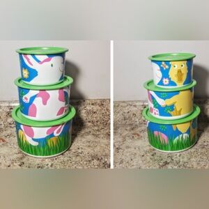 Vintage Tupperware Sunny & Hare 3 Pc. Nesting Canister Container Set with lids
